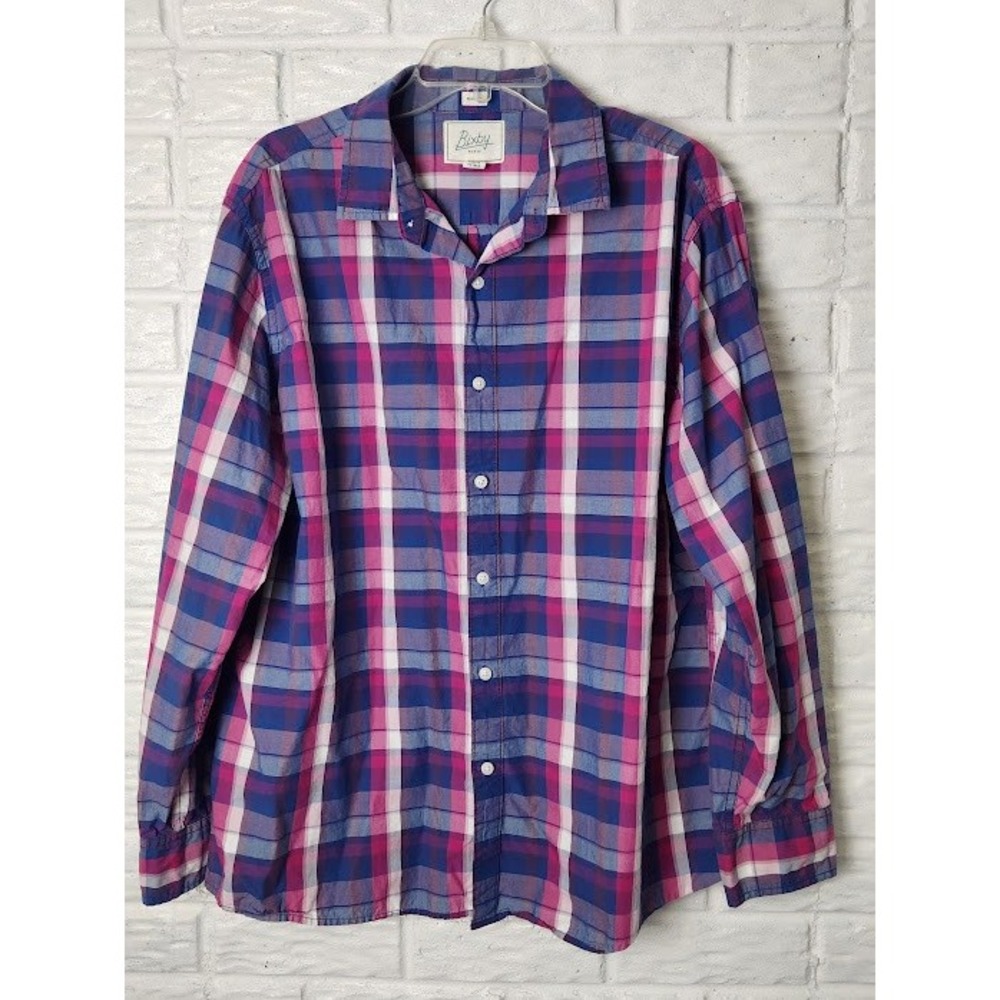 Bixby Nomad long sleeved Men's shirt Size XL Short Purple Pink Button up Regular